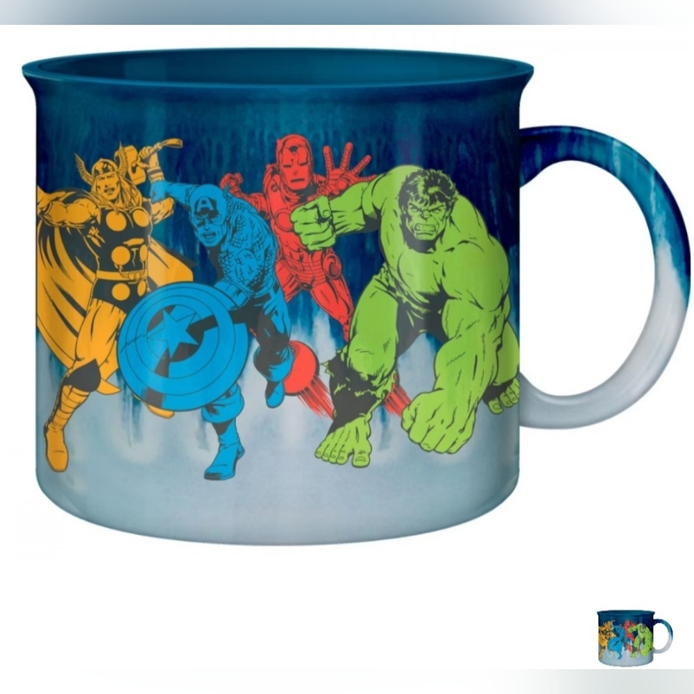 New Adult Avengers Retro Art 20oz Glazed Ceramic Camper Mug Marvel Soup Large